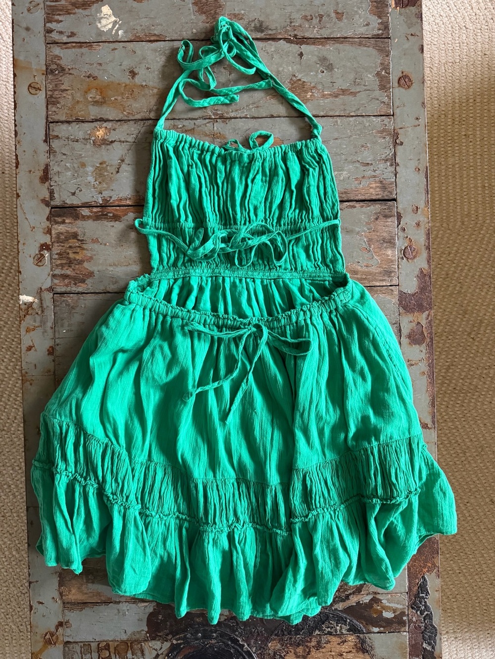 Free People Green Taking Sides Mini Dress with Pockets - Picture 5 of 11